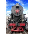 Old Steam Locomotive Against Blue Sky Area Rug